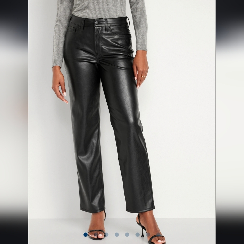 NWOT Old Navy High-Waisted OG Loose Faux Leather Pants sz 8